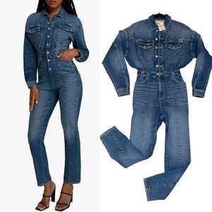 NWT Good American Commitment to Fit Denim Jumpsuit